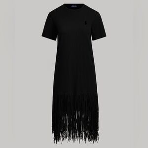 Ralph Lauren Polo XS Black Fringe T Shirt Dress